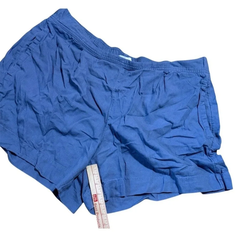 Free Assembly Women's Casual Linen Blend Shorts 2XL periwinkle Elastic Waistband